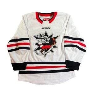 CCM Sudbury Wolves Hockey Jersey Mens Small White Red Black OHL Striped Logo